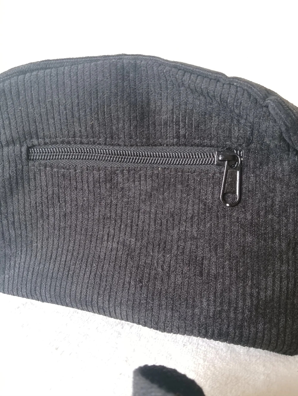 Black Corduroy Crossbody Bag for Men
